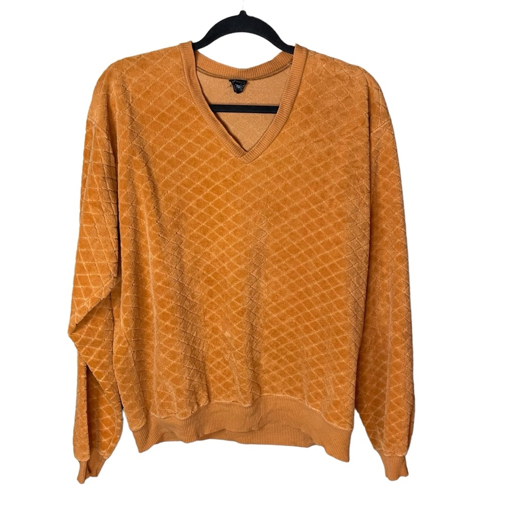 Vintage 70’s Campus Velour Burnt Orange‎ Pullover Size XL RARE
